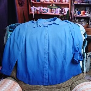 Covington Essentials Blue sheer Plus Size Shirt